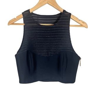 Mistress Rocks Black Mesh Structured Bodice Cropped Luxe Top Size Small